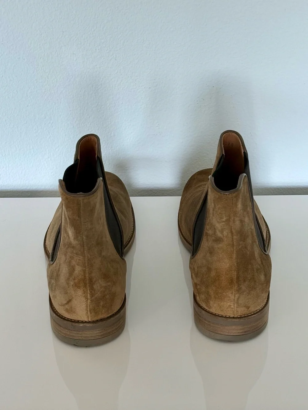 John Varvatos Varick Tan Suede Short Chelsea Boots